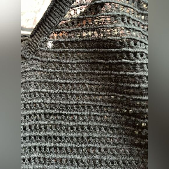 Womens XS Victorias Secret Black Knit Short Sleeve Top- Coverup/side buttons - Picture 6 of 8